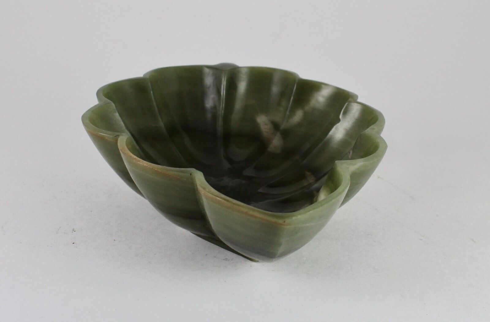 Natural Green Agate Carved Leaf 1665 Ct Big Gemstone Bowl For Home Decor