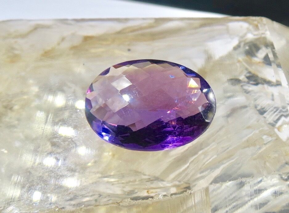 Natural Amethyst Faceted Oval 15.47 Ct Semi Precious Gemstone Ring Pendant