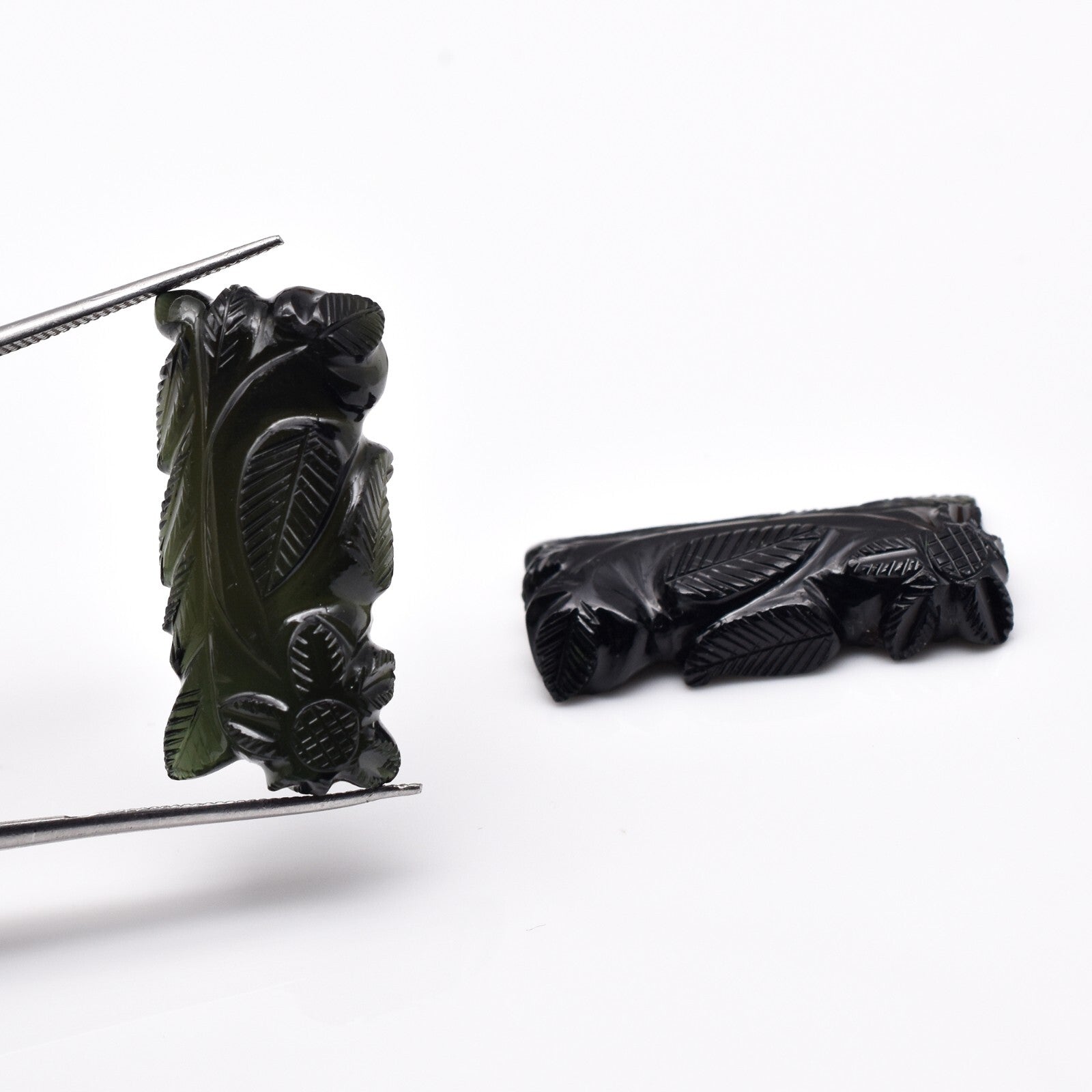 Natural Green Tourmaline 47.91 Ct Engraved Gemstone Pair For Earring Design