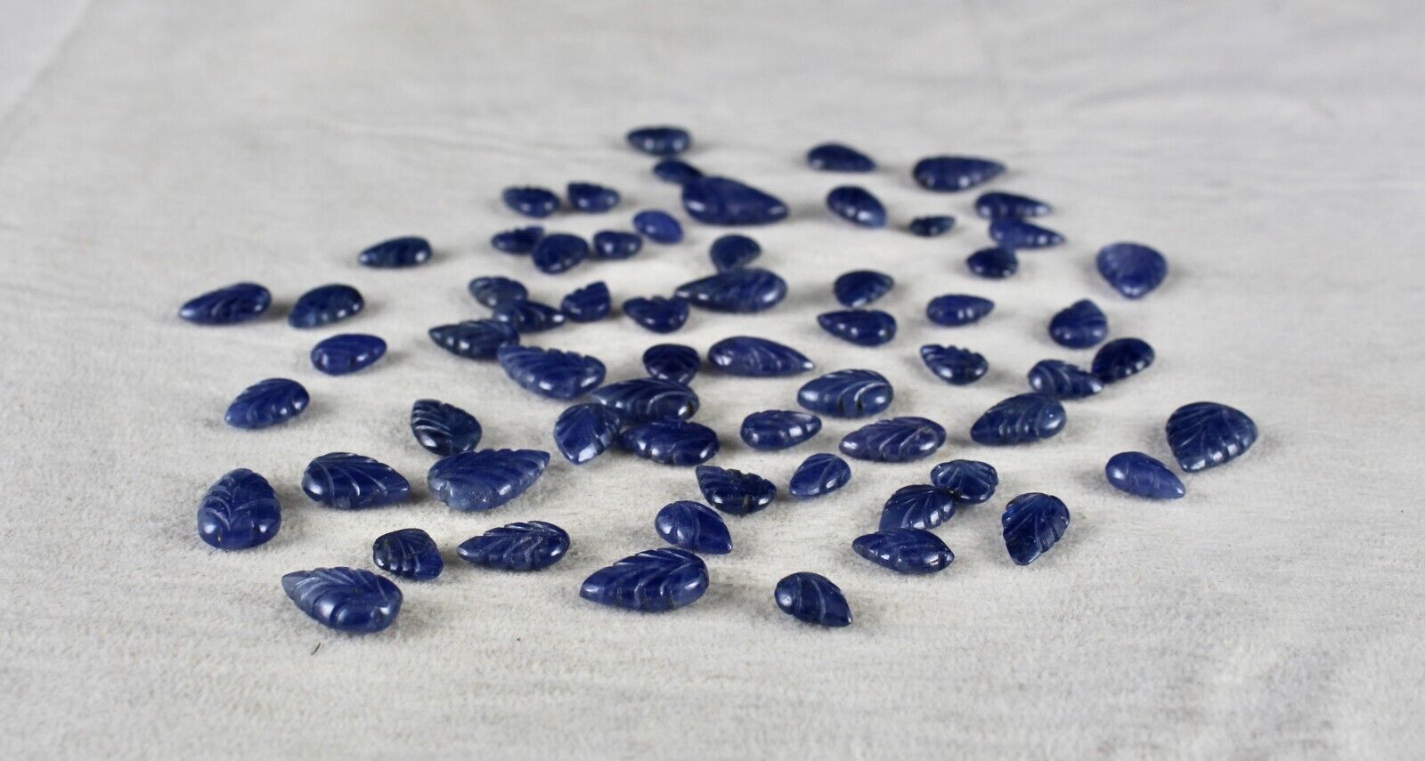 NATURAL UNHEATED BURMA BLUE SAPPHIRE CARVED LEAVES 64 Pc 129 CT LOOSE GEMSTONE