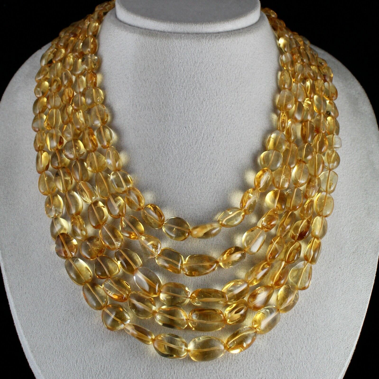 Fine Natural Yellow Citrine Beads Tumble 5 L 1405 Ct Gemstone Statement Necklace