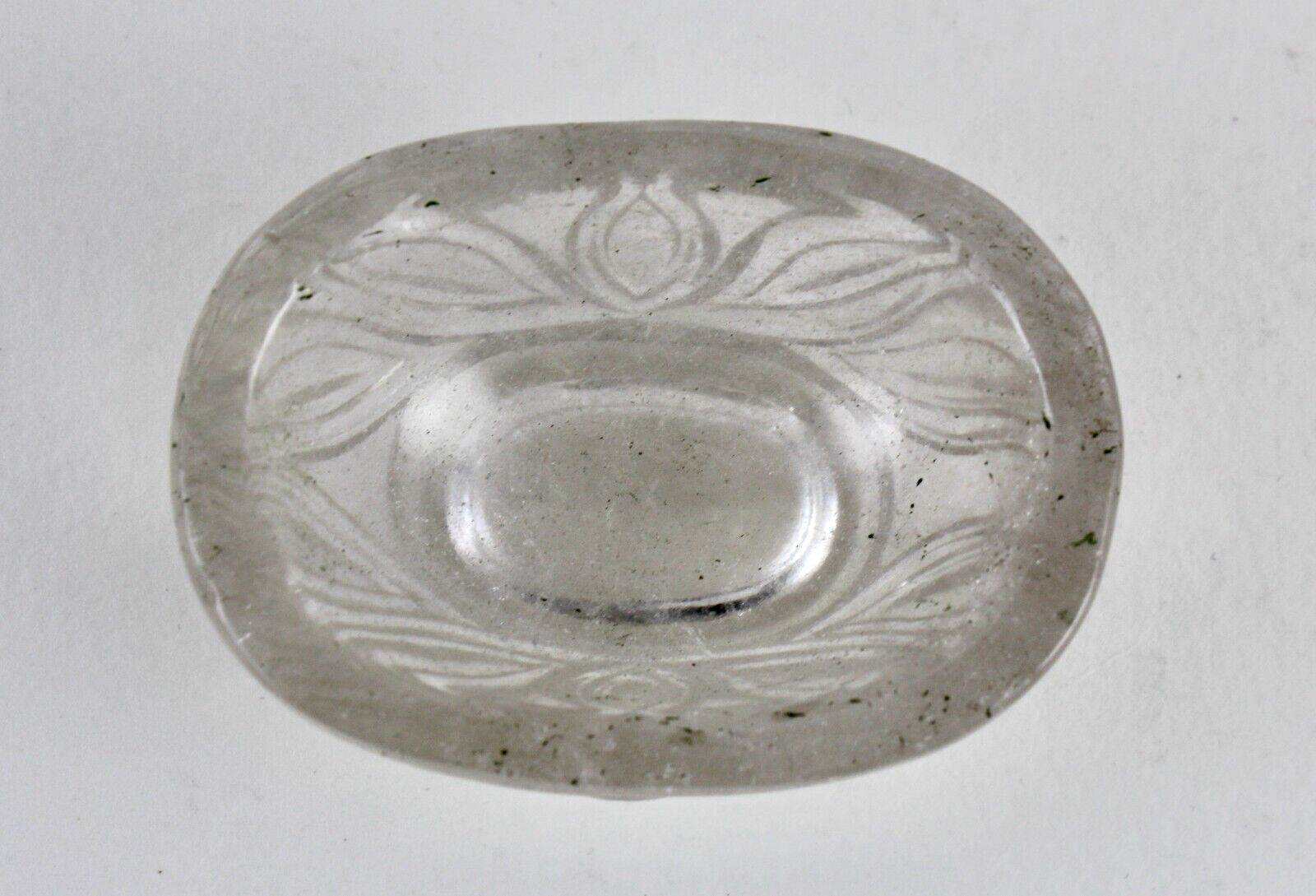 Antique Natural Rock Crystal Quartz Oval Carved 505 Ct Gemstone Bowl Home Decor