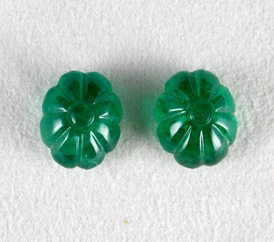 Certified Natural Emerald Flower 21.24 Ct 15x12mm Gemstone Earrings Pair