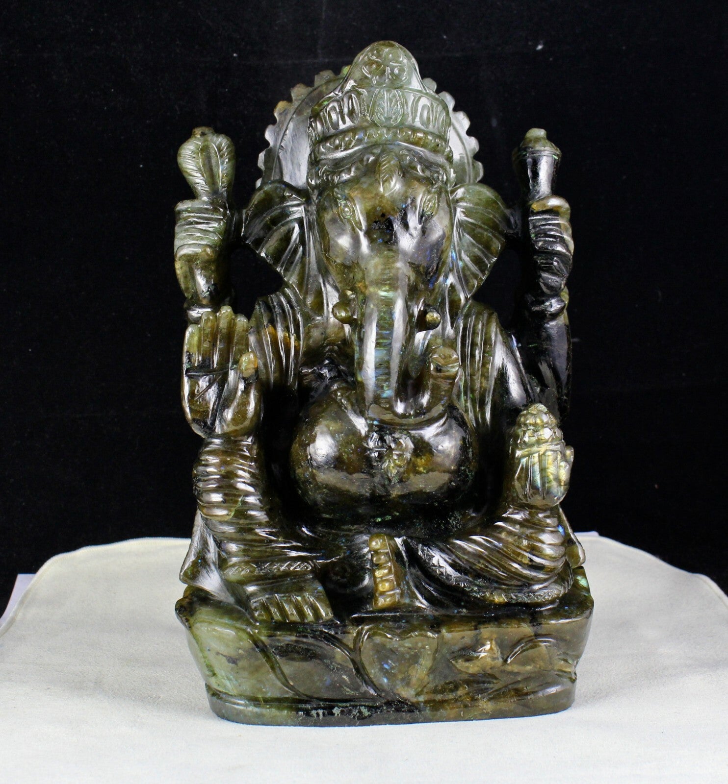 Certified Divine Natural Labradorite 24250 Ct Gemstone Ganesha Statue Decor