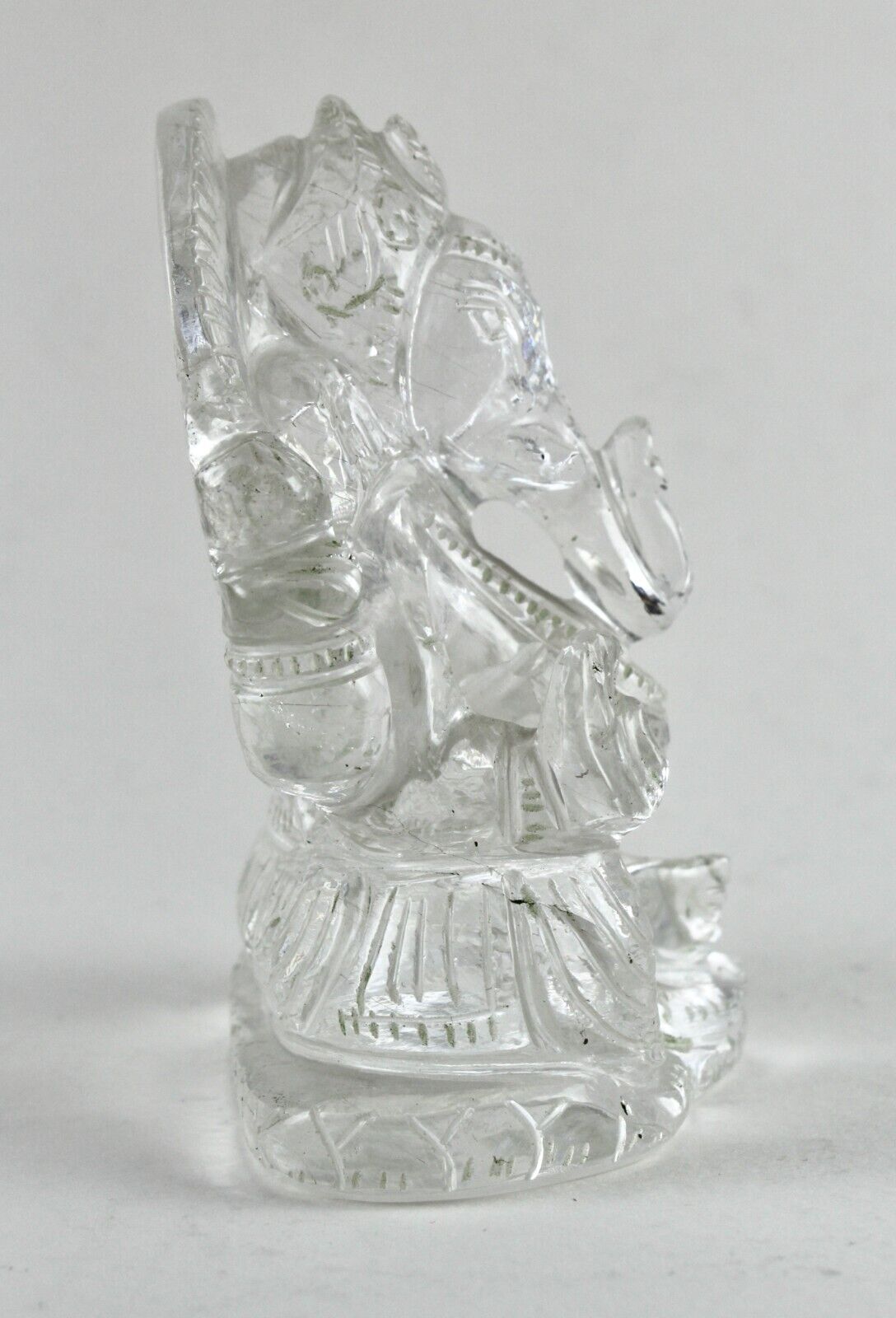 Natural Rock Crystal Quartz 3 In 826 Ct White Lord Ganesha Statue For Home Decor