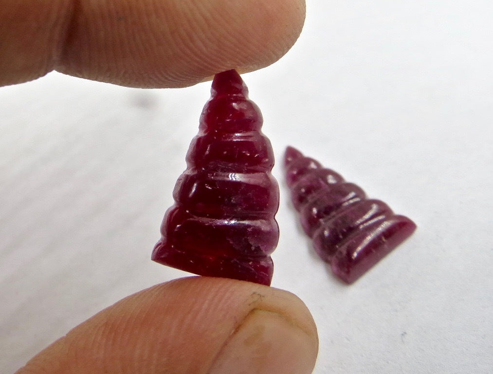Certified Natural Ruby Carved Earring Pair 19.92ct Gemstone Designing For Women