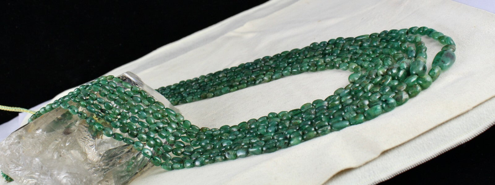 Certified Natural Emerald Beads Necklace 560 Ct Vintage Gemstone String Women
