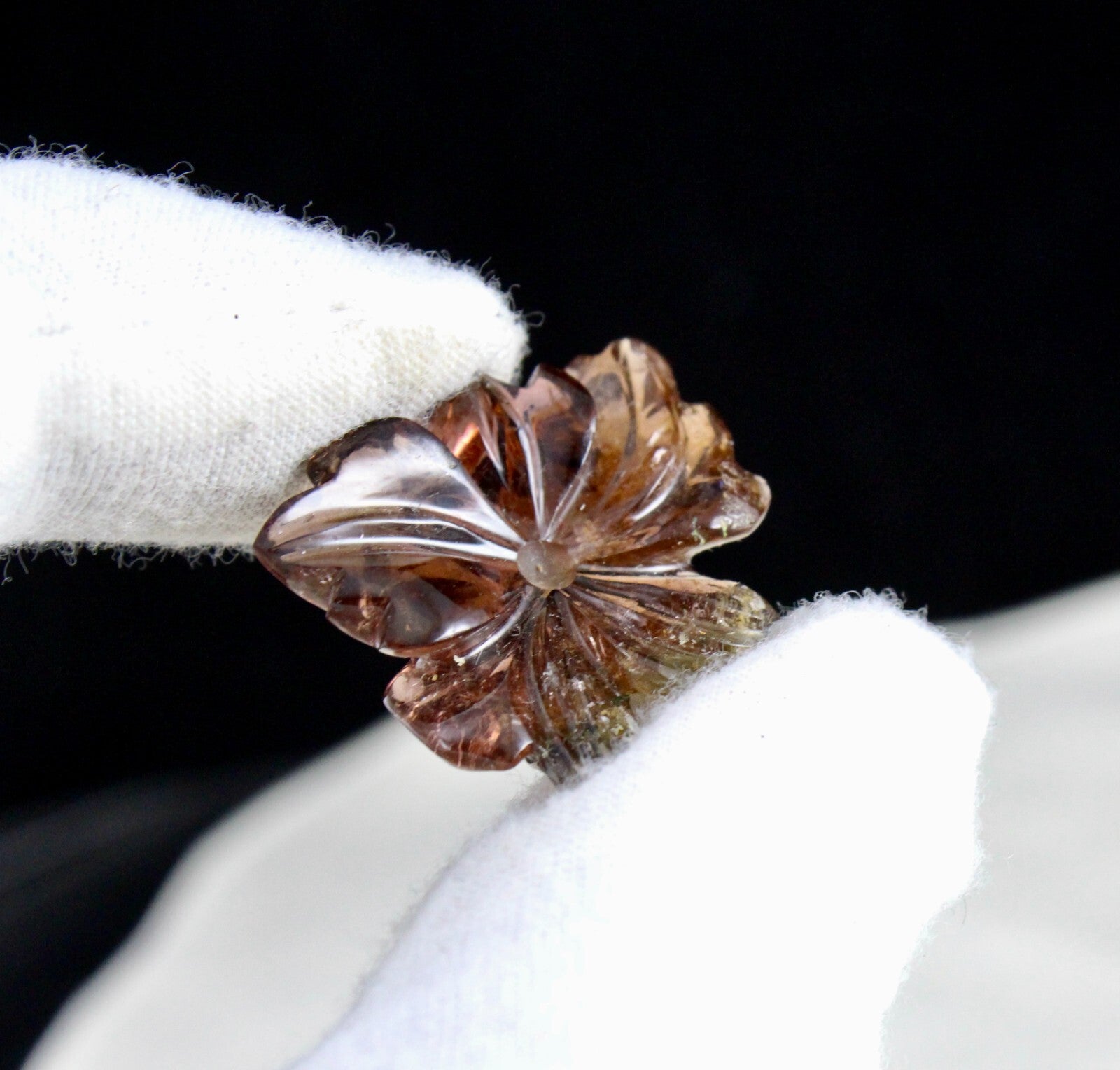 Natural Tourmaline 26.45 Ct Carved Flower Gemstone For Ring Pendant Design
