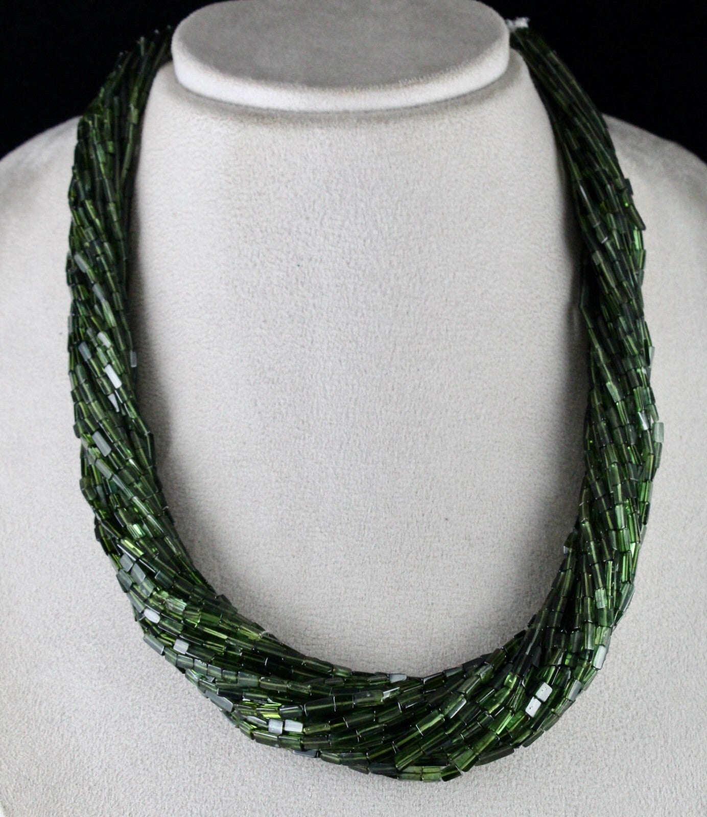 Certified Natural Green Chrome Tourmaline 700 Ct Beads Sterling Silver Necklace