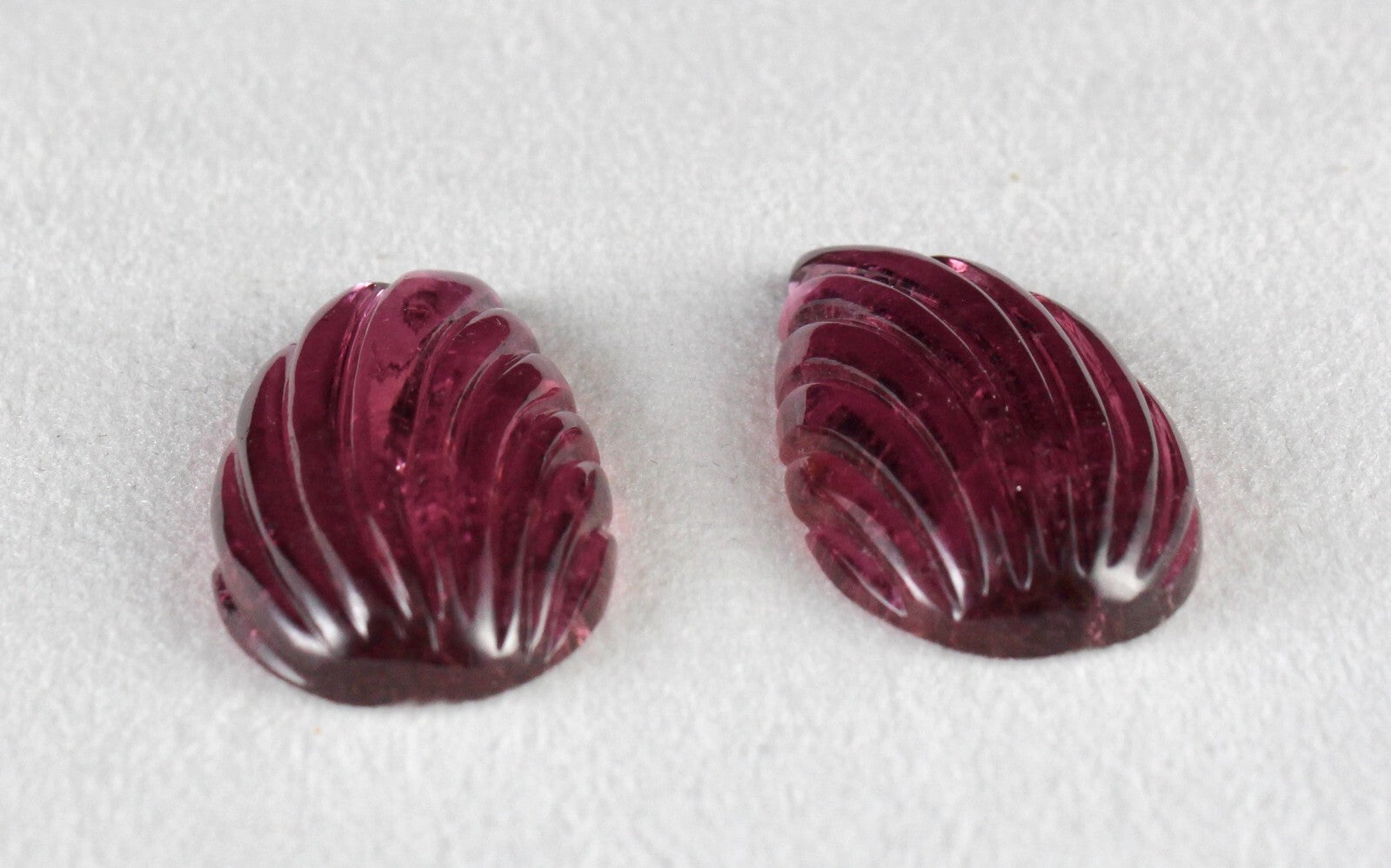 Certified Natural Rubellite Tourmaline 77.24ct Pear Leaf Engraved Earrings