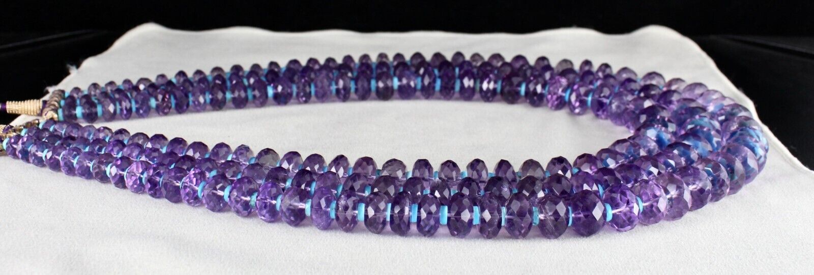 NATURAL AMETHYST FACETED ROUND TURQUOISE BEADS 3 L 1838 CT GEMSTONE NECKLACE