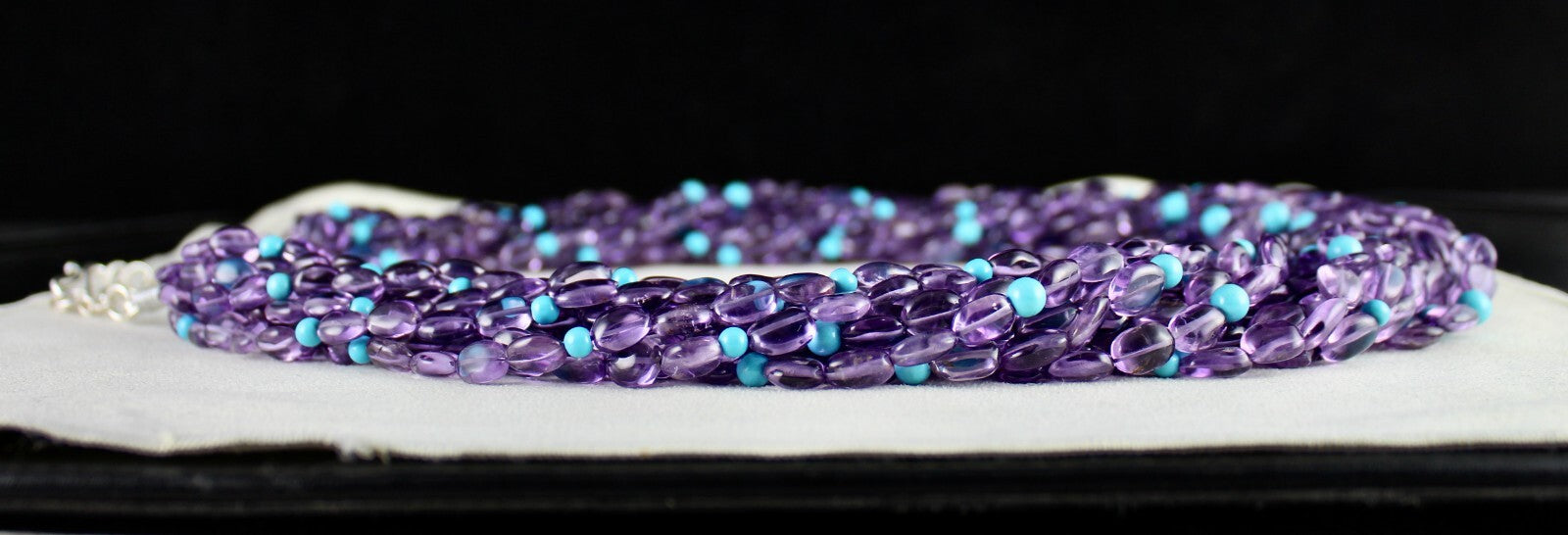 Certified Natural Amethyst 1840ct Turquoise Beads Fashion Necklace For Women