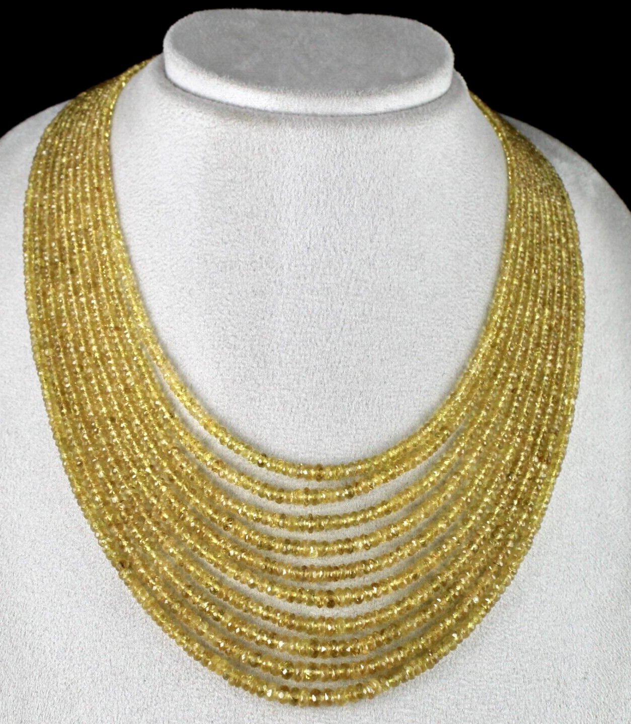 Certified Natural Yellow Tourmaline Faceted Bead Necklace 475ct Gemstone 10 L