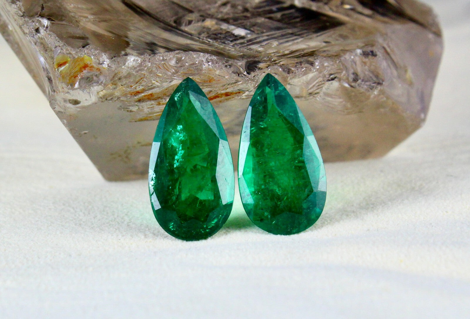 Certified Natural Zambia Emerald 19.02 Ct Pear Pair Loose Gemstone Earrings