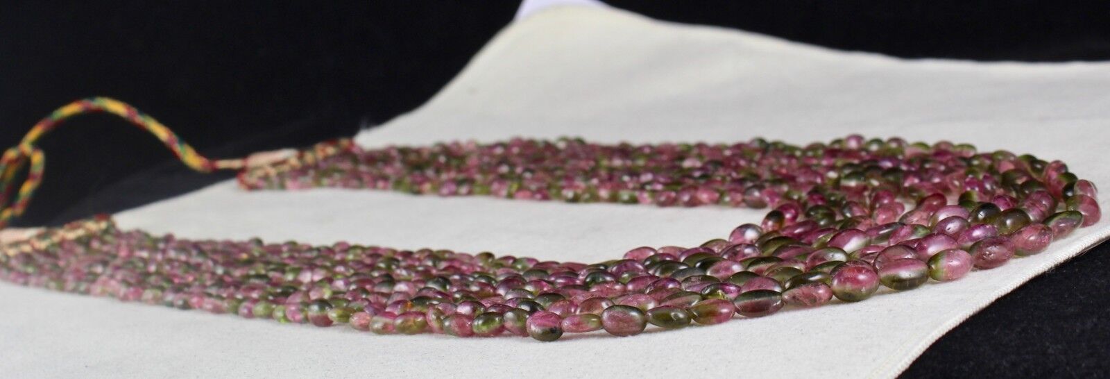 Certified Natural Tourmaline Beaded Cabochon 9L 728 Ct Bicolor Gemstone Necklace