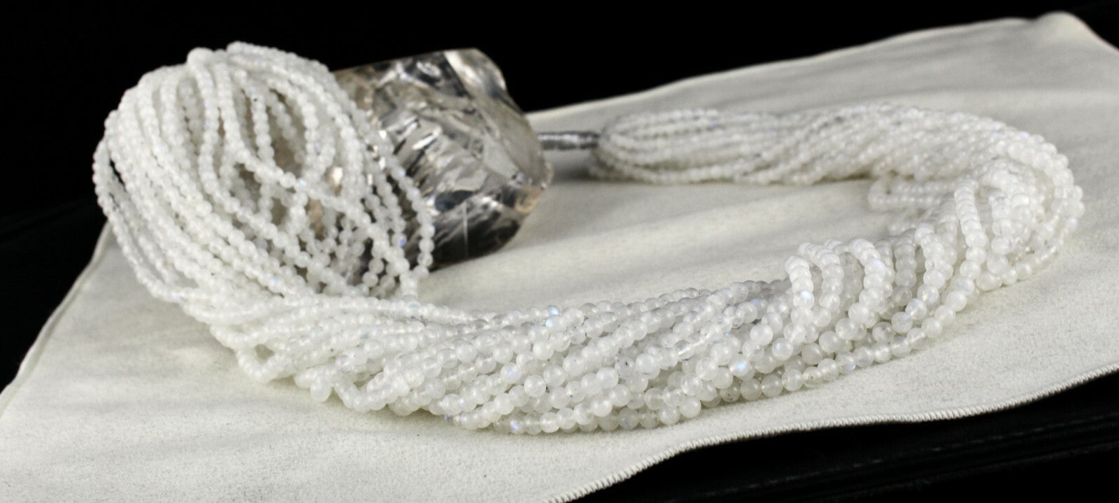 Rainbow Moonstone Beaded Necklace 1263 Ct Natural Gemstone 25 String Fashion