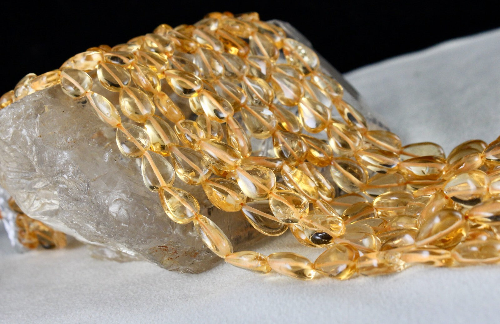 Certified Natural Yellow Citrine Tear Drop Beads Necklace 5 L 695 Ct Fashion