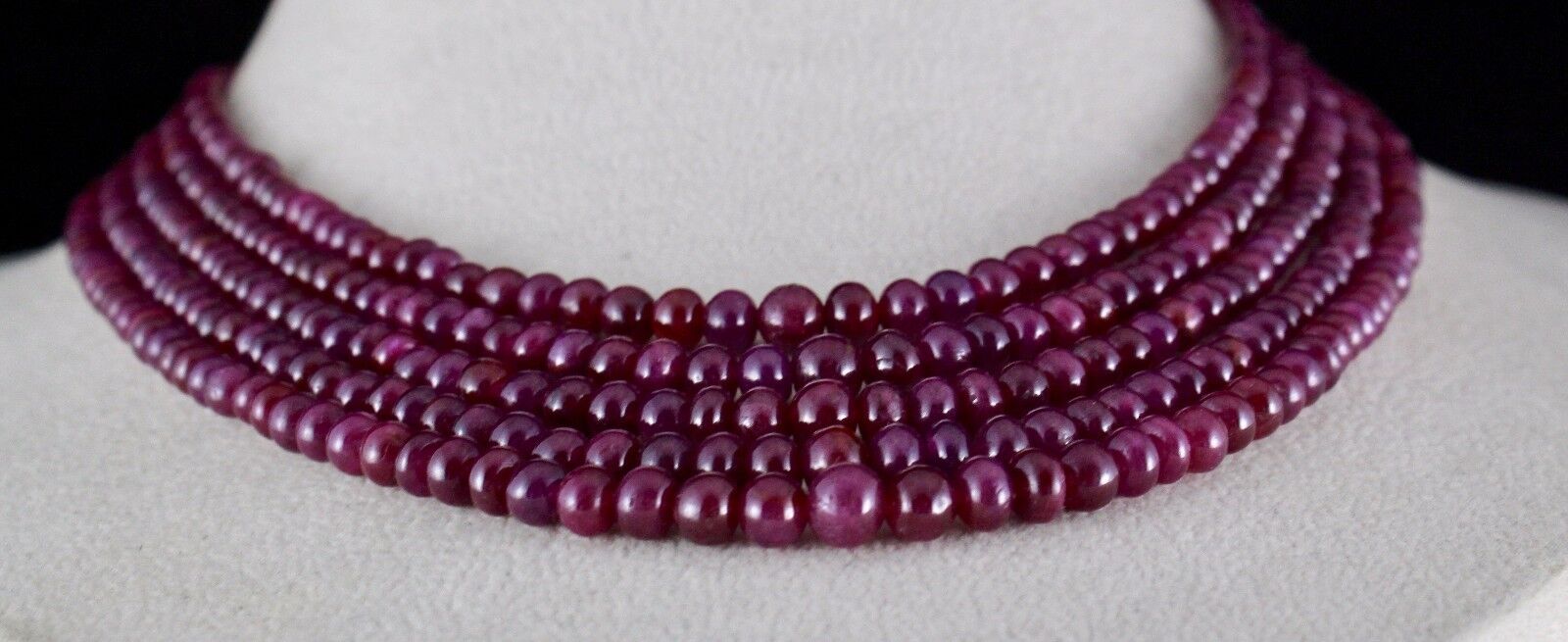 RED NATURAL RUBY BEADS ROUND 5 LINE 429 CARATS PRECIOUS GEMSTONE LADIES NECKLACE