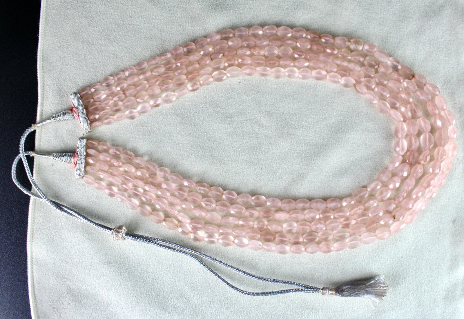 Natural Pink Rose Quartz Faceted Cabochon Beads Necklace 5 L 788 Ct Gemstone