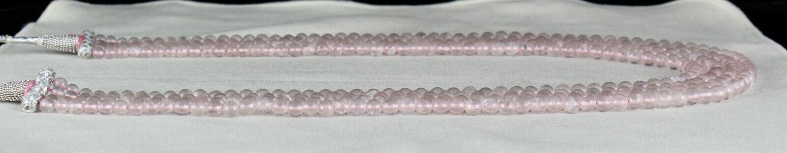 Natural Rose Quartz Beads Round 4 Line 432 Carats Gemstone Fashion Pink Necklace