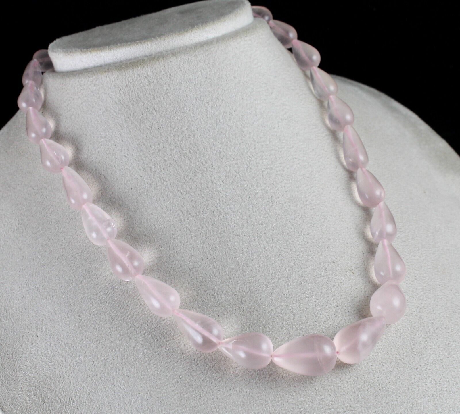 Natural Rose Quartz Beads Drops Cabochon 337 Ct Gemstone Fashion Necklace