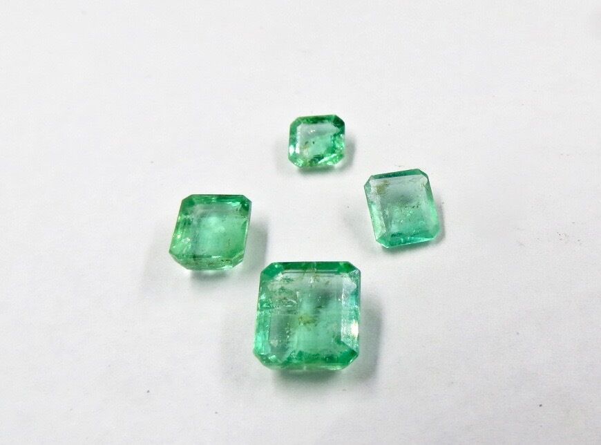 OLD COLOMBIAN EMERALD OCTAGON CUT 4 PCS 5.79 CTS GEMSTONE EARRING RING PENDANT 