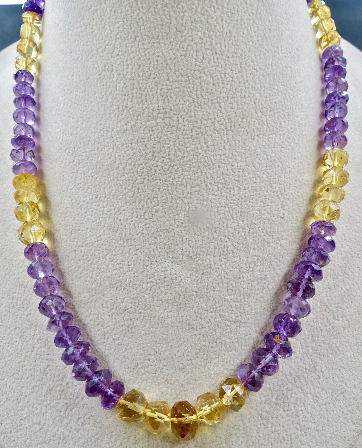 NATURAL CITRINE AMETHYST BEADS FACETED ROUND 1 LINE 201 CARATS GEMSTONE NECKLACE