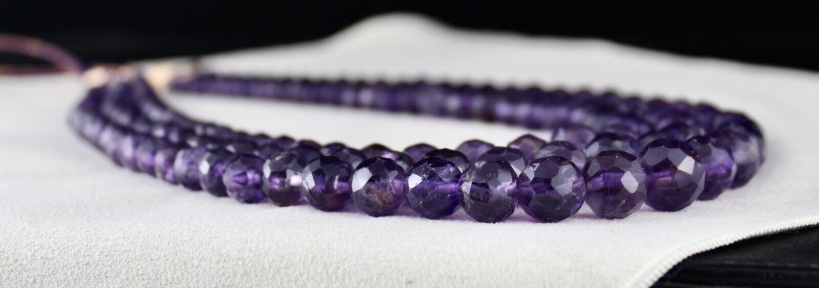 Natural Amethyst Round Faceted Beaded Necklace 3 Line 839 Carats Finest Gemstone