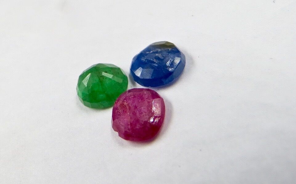 Natural Emerald Ruby & Sapphire Cut 3 Pc 5.23 Ct Loose Gemstone For Ring Pendant