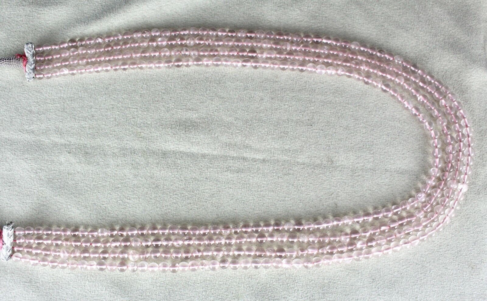 Natural Rose Quartz Beads Round 4 Line 432 Carats Gemstone Fashion Pink Necklace