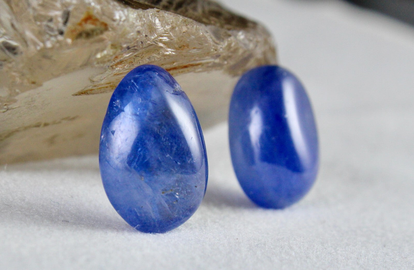 Certified Natural Blue Sapphire 33.83 Ct Cabochon Loose Gemstone Earring Pair