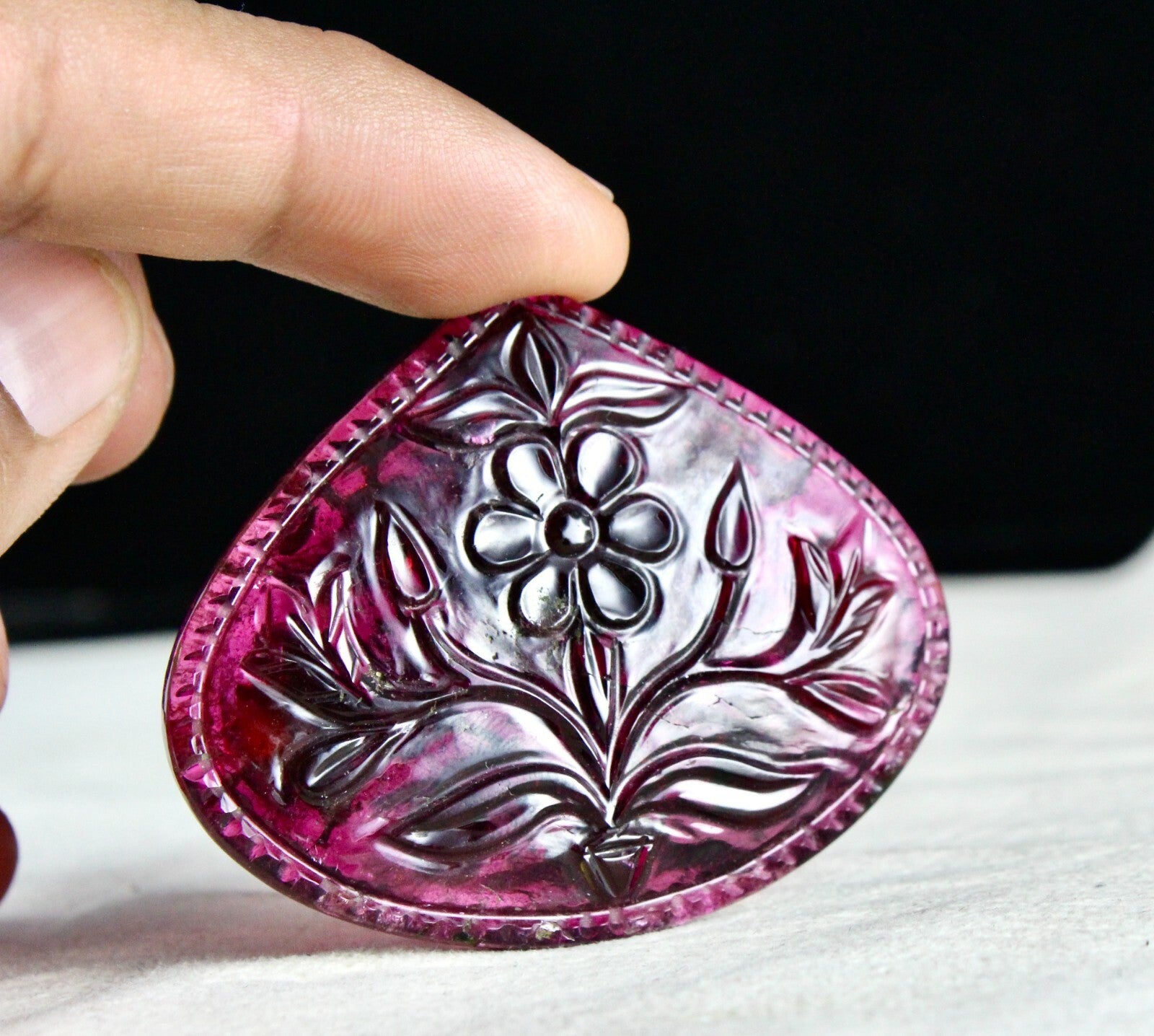 Certified Natural Pink Tourmaline Rubellite & Diamond 22k Gold Pendant Earring