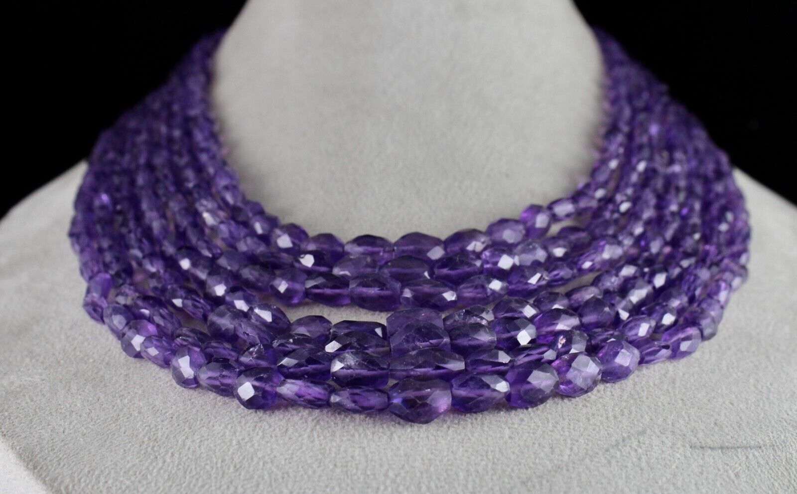 Natural Amethyst Beads Faceted Long 7 L 817 Ct Purple Gemstone Fashion Necklace