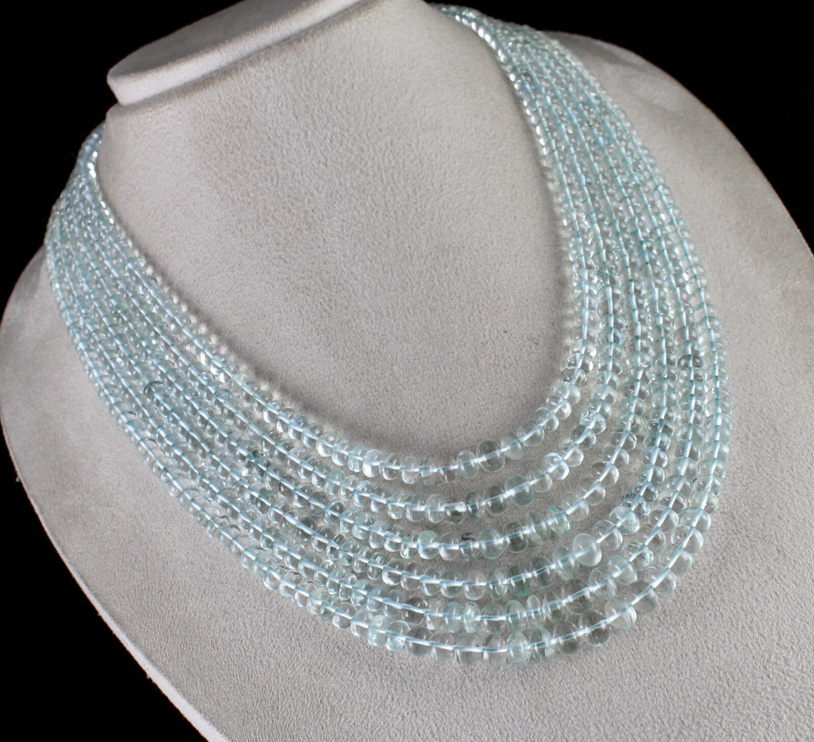 Certified Natural Blue Aquamarine 833 Ct Beads Round Finest Necklace For Women