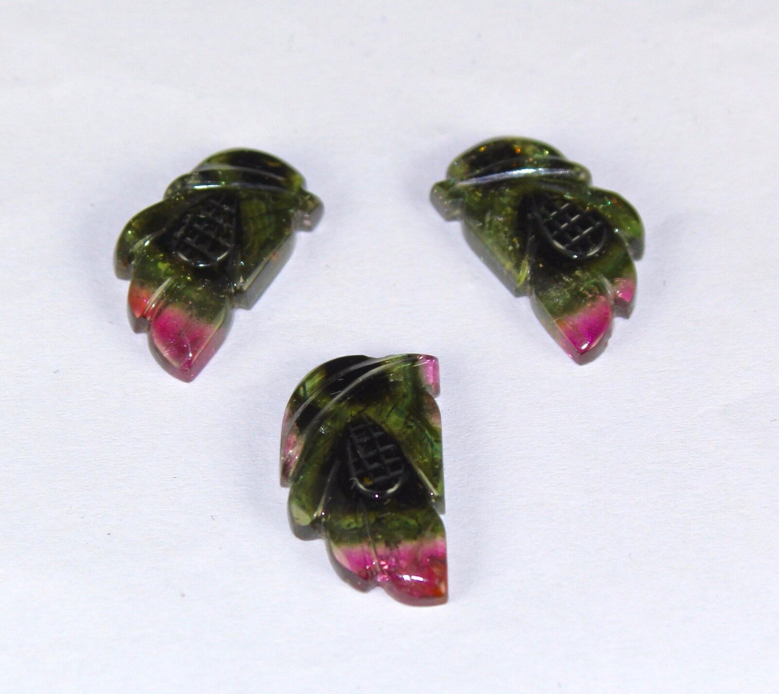 NATURAL MULTI TOURMALINE CARVED 3 PCS 28.26 CARATS GEMSTONE FOR DESIGNING