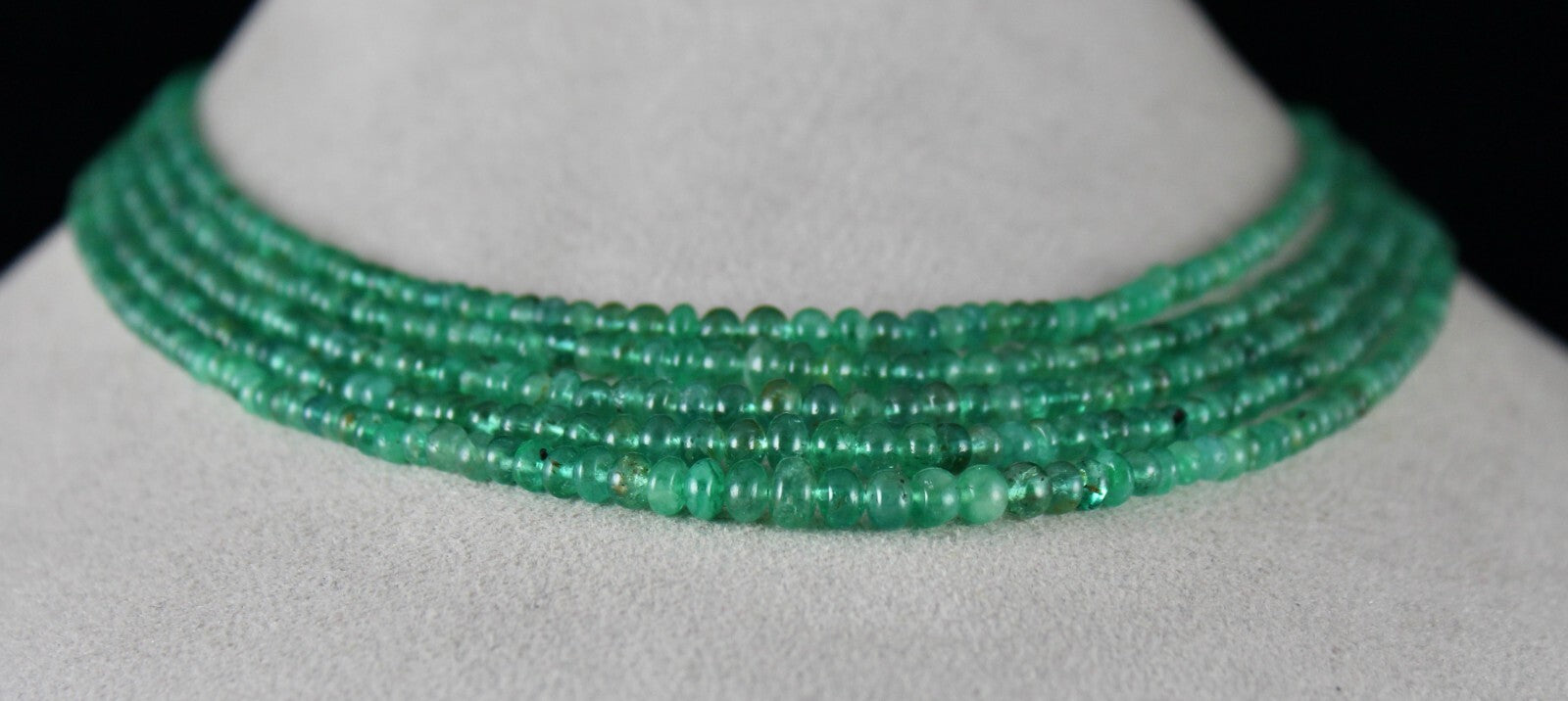 Certified Natural Emerald Beads Round 183ct Green Gemstone Necklace For Women