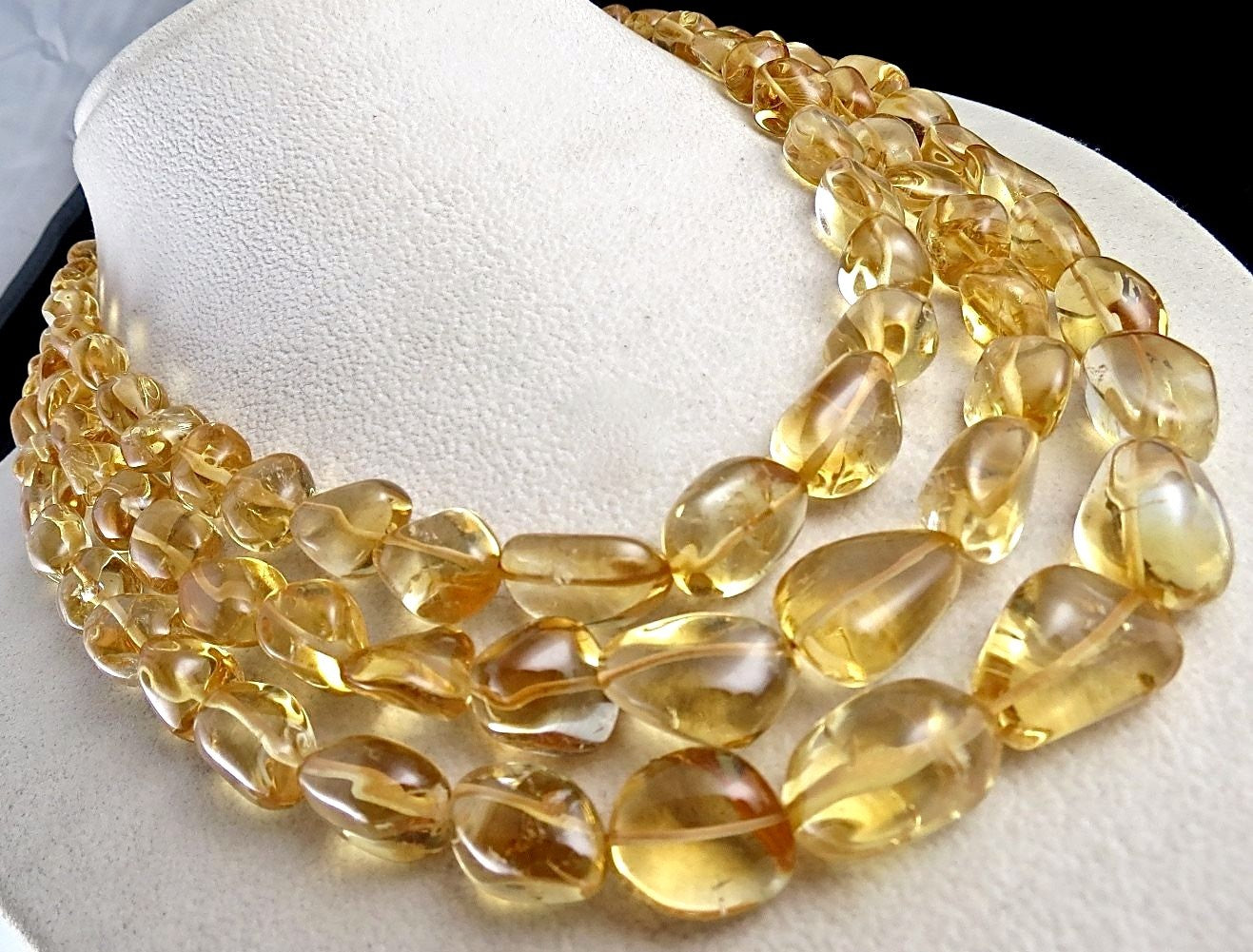 Certified Natural Citrine Cabochon Beads Necklace 935 Ct Yellow Gemstone Fashion