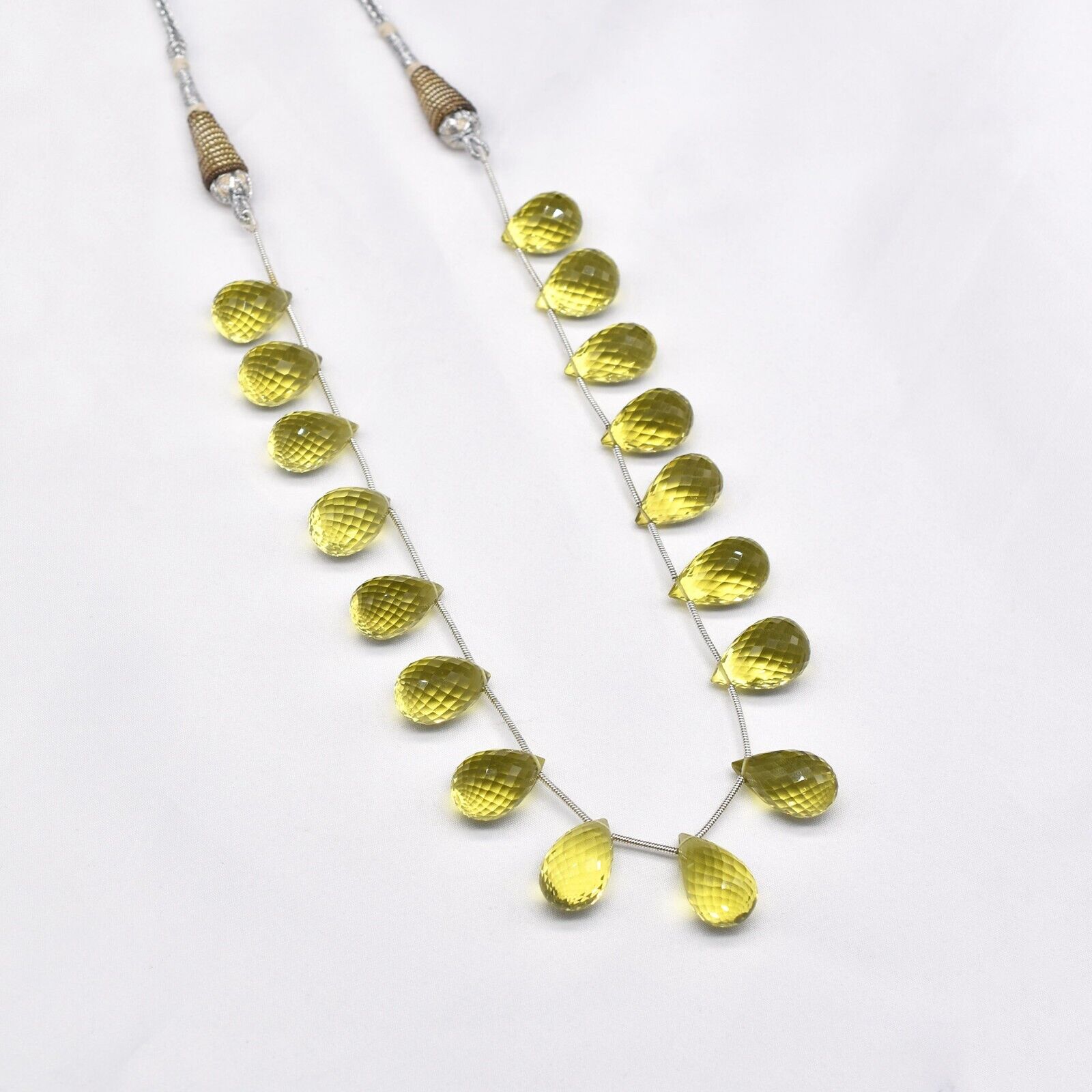 Natural Lemon Quartz Beads 180 Ct Tear Drops Gemstone Finest Party Necklace