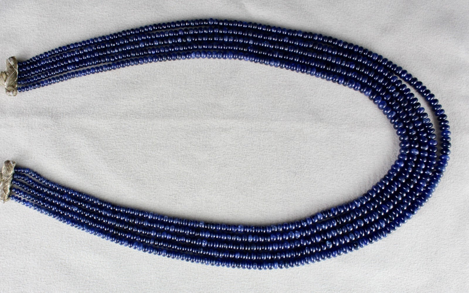 Certified Natural Blue Sapphire 581 Ct Beads Finest Round Gemstone Necklace