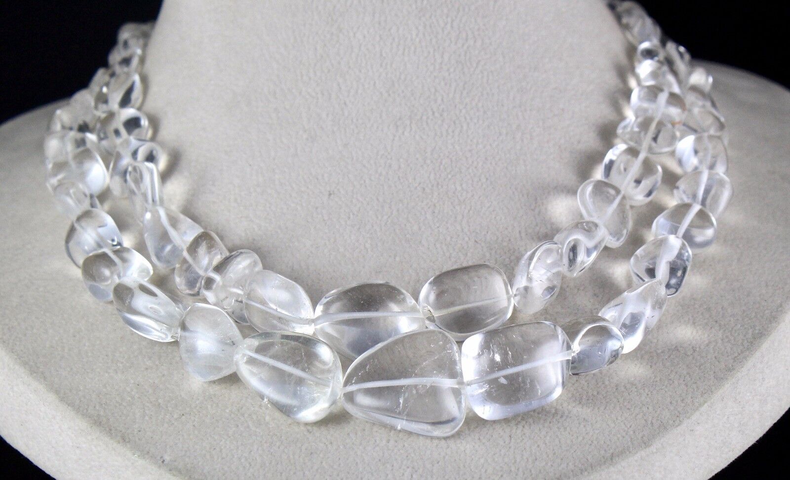 Natural Rock Crystal Quartz Long Cabochon 2 L 764 Ct Gemstone Fashion Necklace