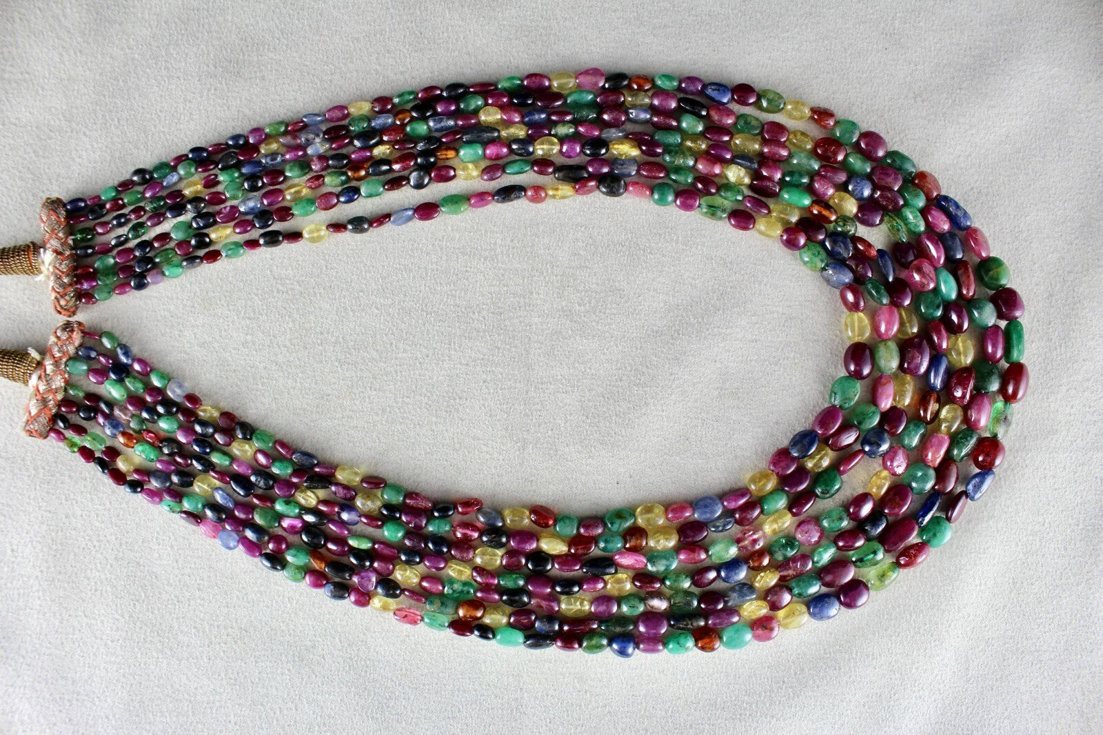 Certified Natural Emerald Ruby Sapphire Hessonite 542ct Gemstone Necklace