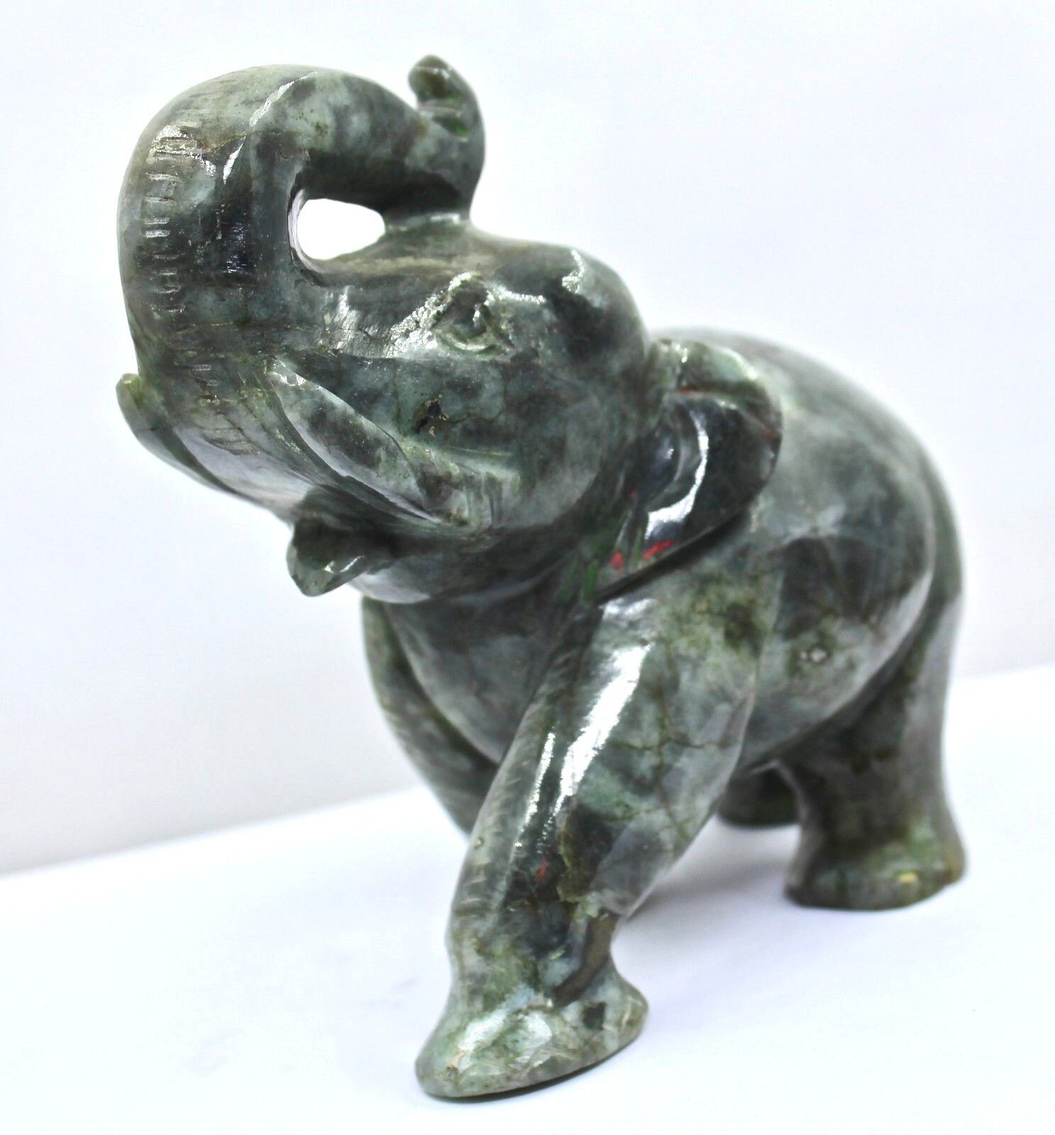 NATURAL BLACK LABRADORITE ELEPHANT STATUE 5775 CARATS GEMSTONE FOR HOME DECOR