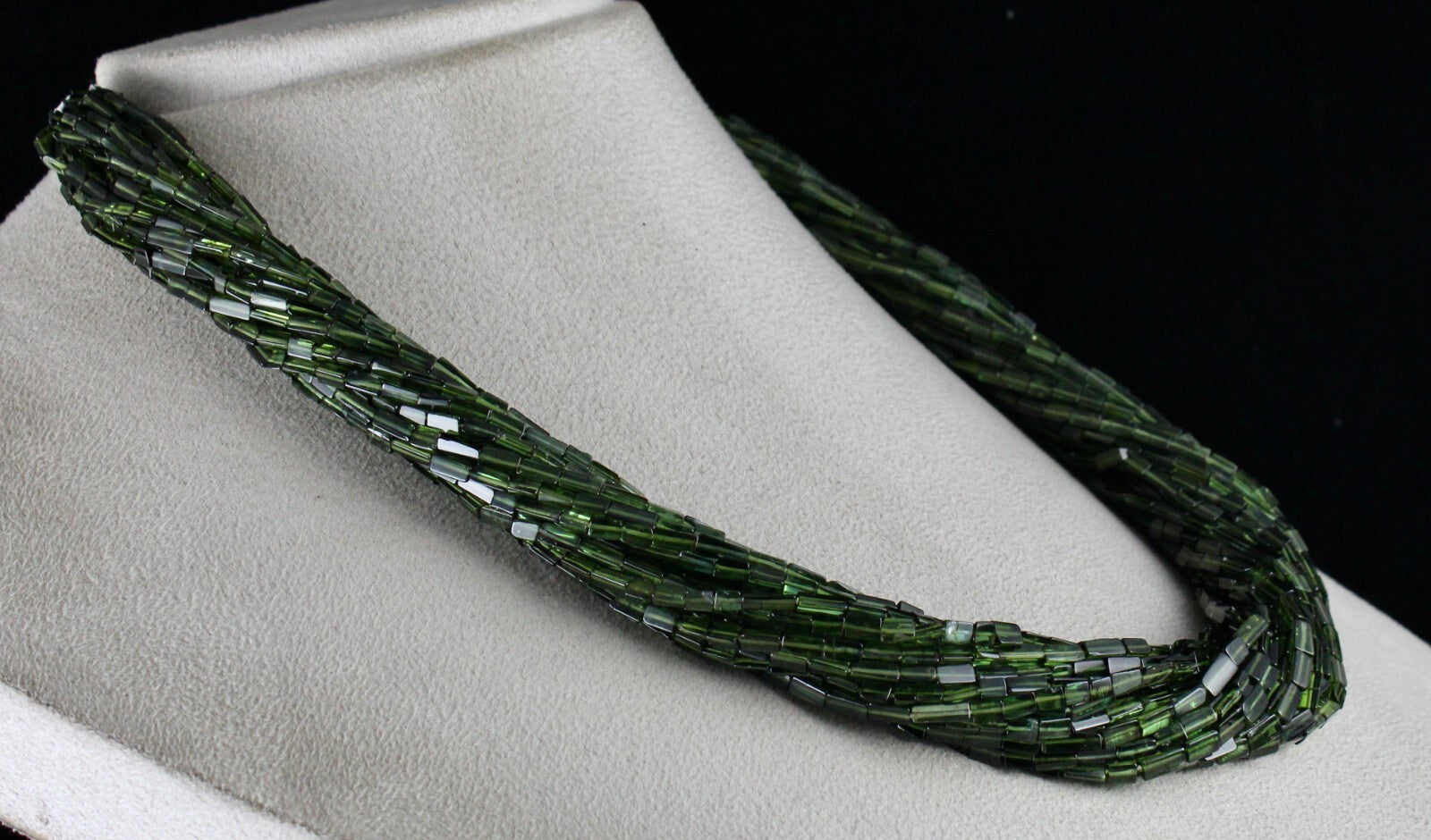 Certified Natural Green Chrome Tourmaline 700 Ct Beads Sterling Silver Necklace