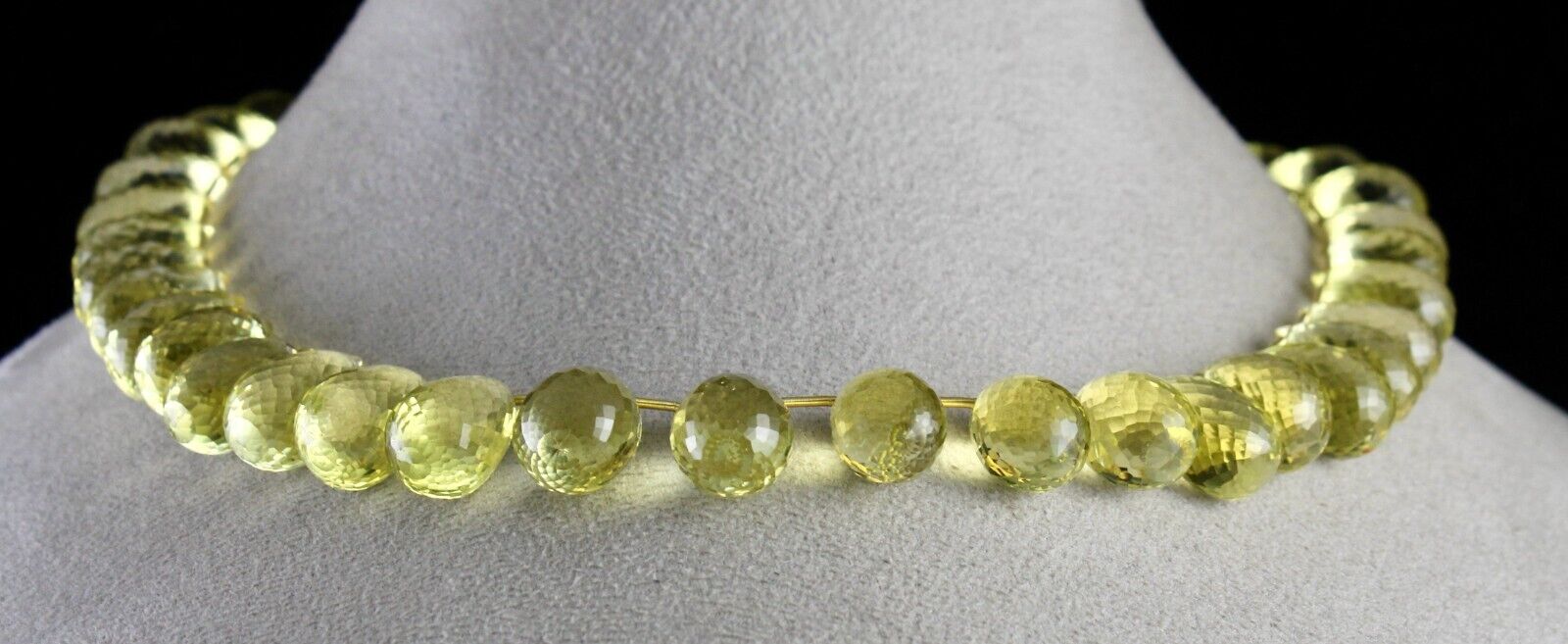 Natural Lemon Quartz Beads 1 L 466 Ct Teardrops Gemstone Silver Finest Necklace