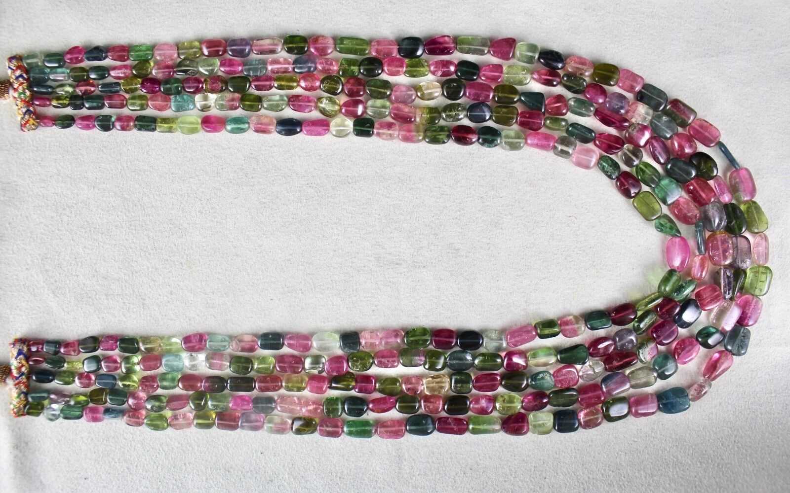 Fine Natural Multi Tourmaline Beads Cabochon 5 L 667 Ct Gemstone Necklace
