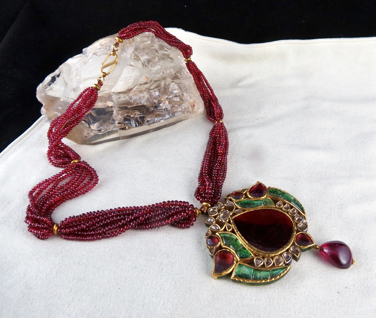 Certified Natural Diamond 545ct Colour Stone 22k Gold Kundan Meena Necklace