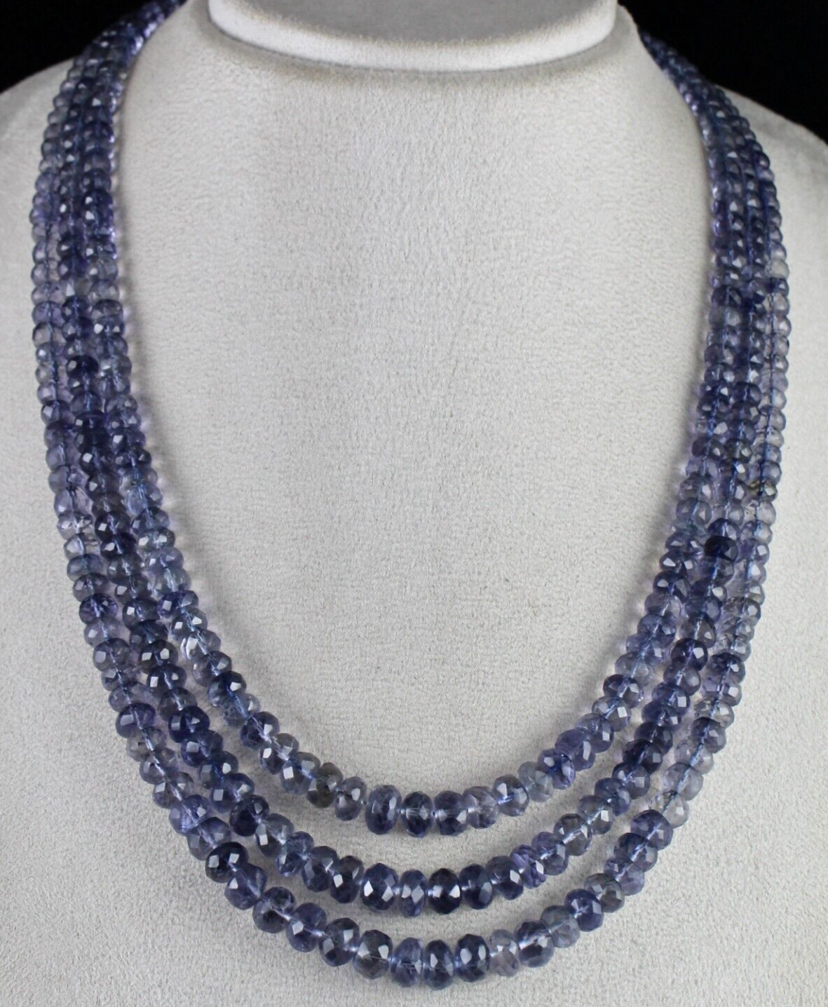 Natural Blue Iolite Beads Faceted Round 3 L 606 Ct Gemstone Statement Necklace