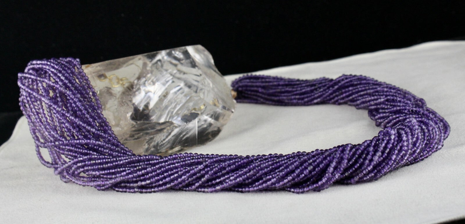 Certified Natural Amethyst 738 Ct Beads Round Sterling Silver Fashion Necklace