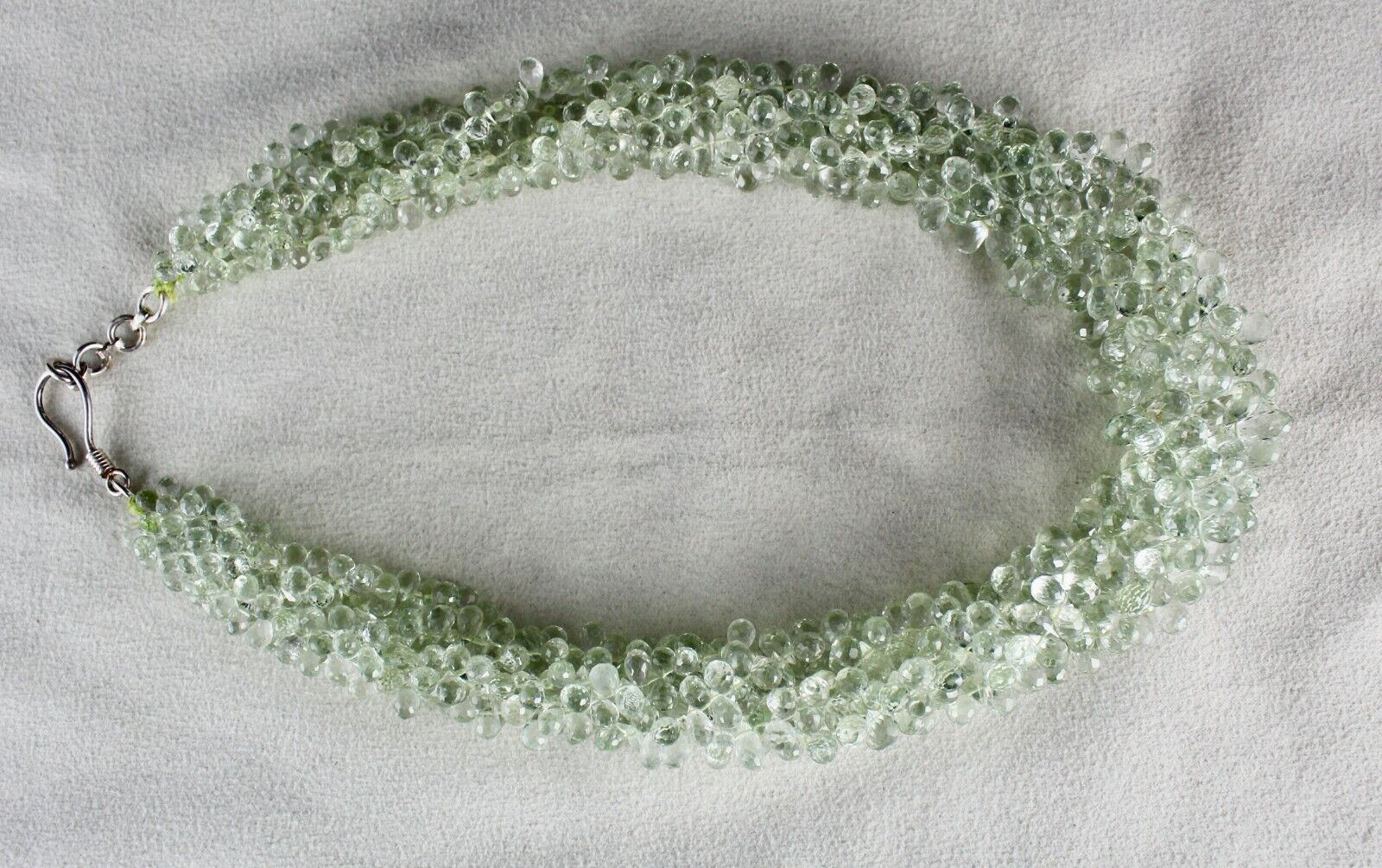 Natural Green Amethyst Beaded Teardrop 5 L 731 Ct Gemstone Fine Party Necklace