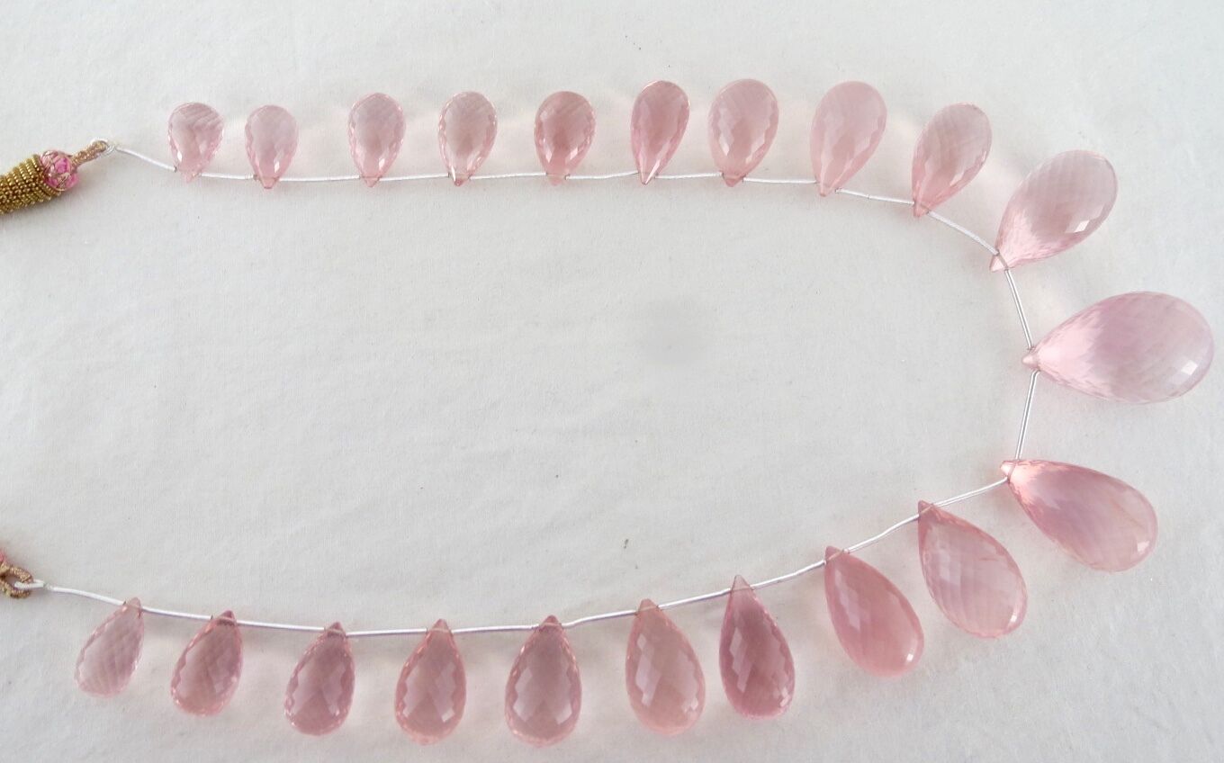 Certified Natural Rose Quartz Teardrop Beaded 402 Ct Gemstone Statement Necklace